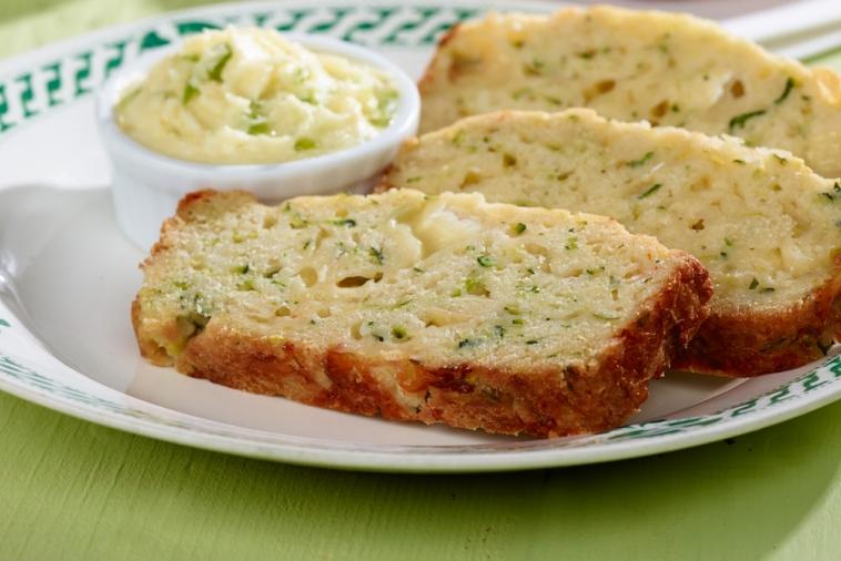 garden zucchini cheese bread with jalapeno honey butter