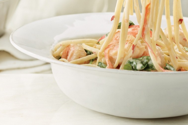 garlic shrimp and spinach linguine