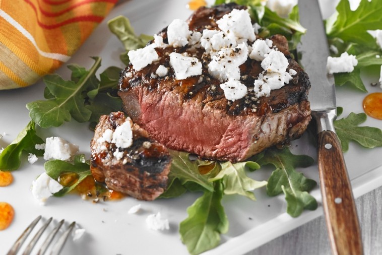 glazed beef medallions with feta glazed beef medallions with feta