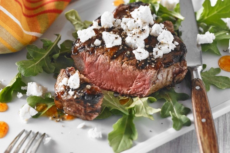 glazed beef medallions with feta