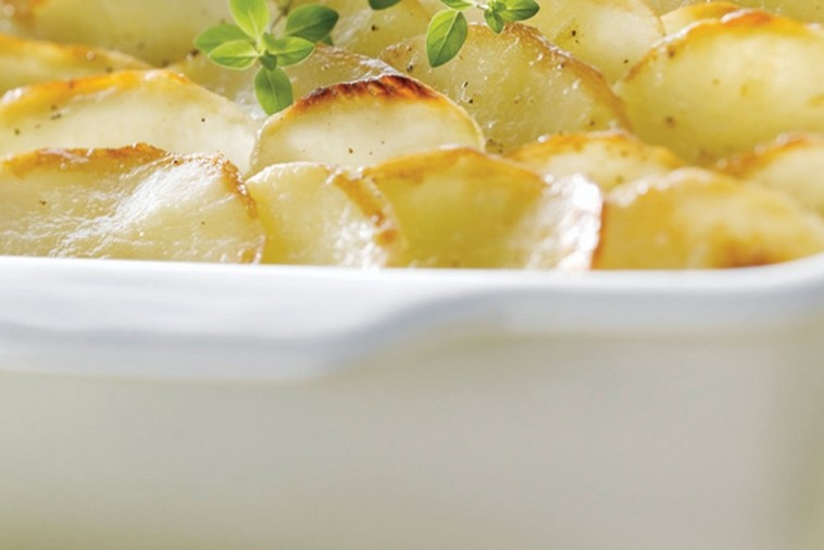 golden potato and apple gratin