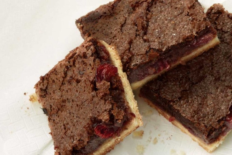 gooey chocolate cranberry squares