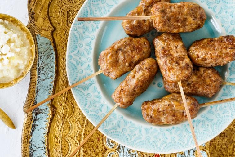 gouda chicken kebabs with pineapple chutney