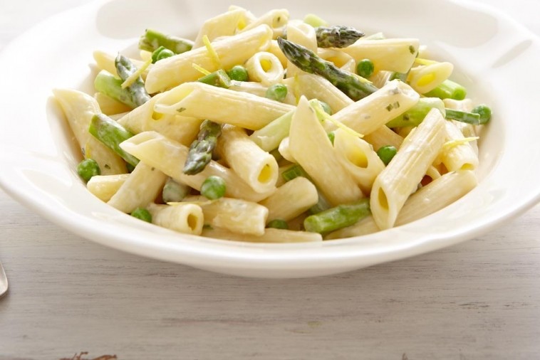 greens and cream cheese penne