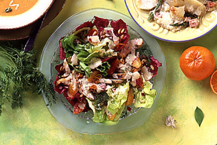 grilled chicken orange and pine nut salad