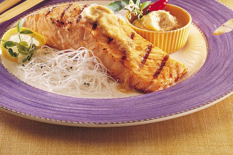 grilled salmon fillets with teriyaki ginger butter
