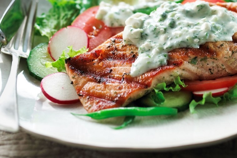 grilled salmon salad with feta dressing grilled salmon salad with feta dressing