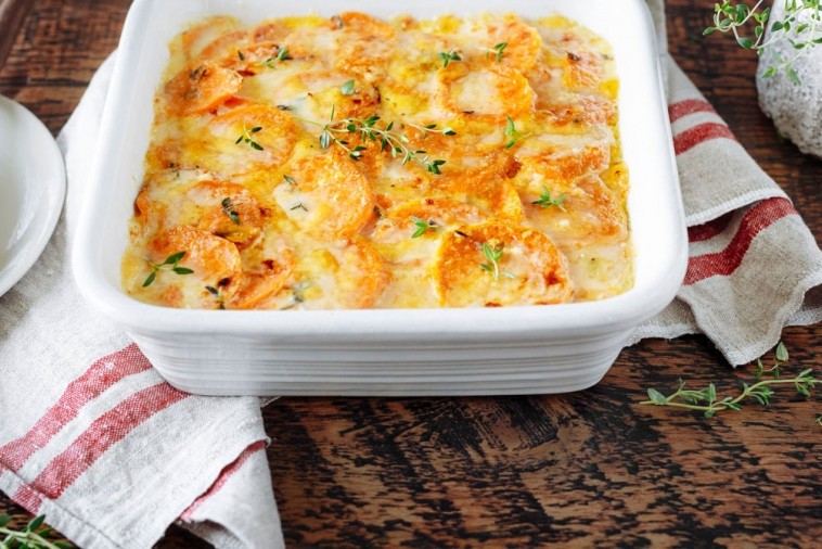 hearty sweet potato au gratin