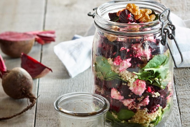 layered top to bottom beet salad