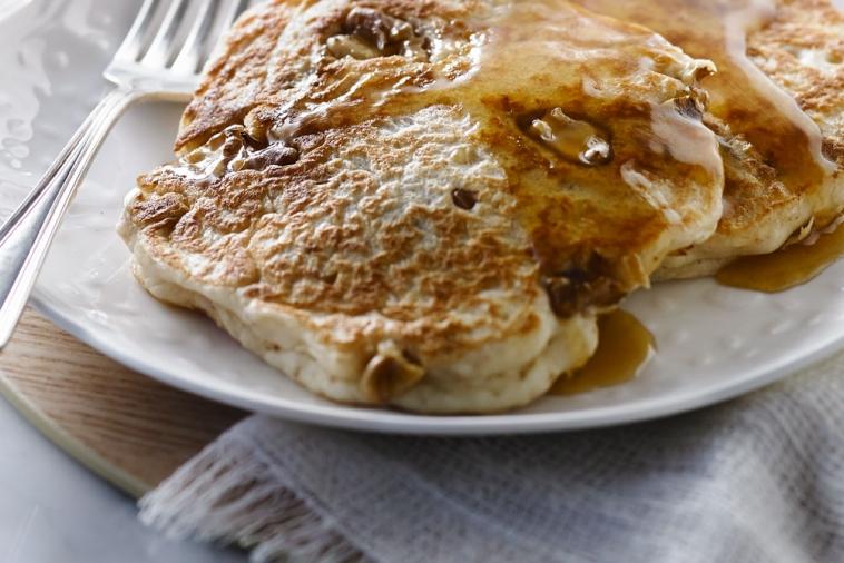 maple nut pancakes with hot buttery maple syrup