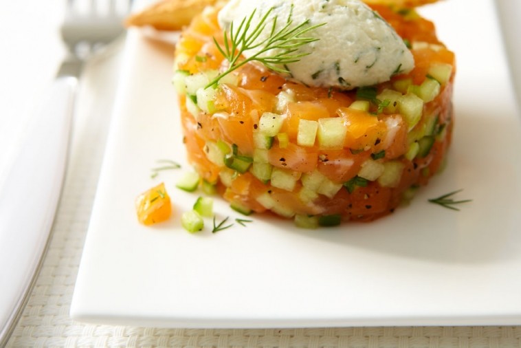 melon and mascarpone salmon tartare