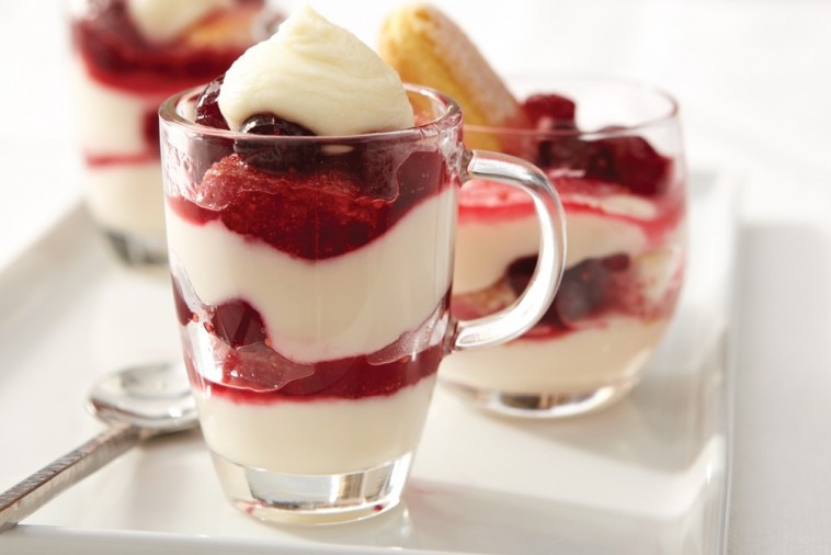 mini tiramisu with cranberry and orange