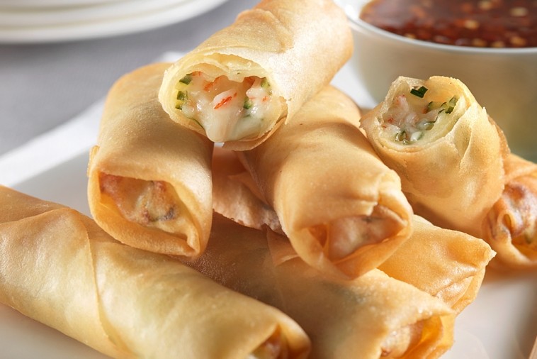 mozzarella and crab spring rolls