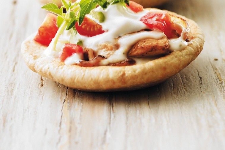 open faced chicken souvlaki pitas