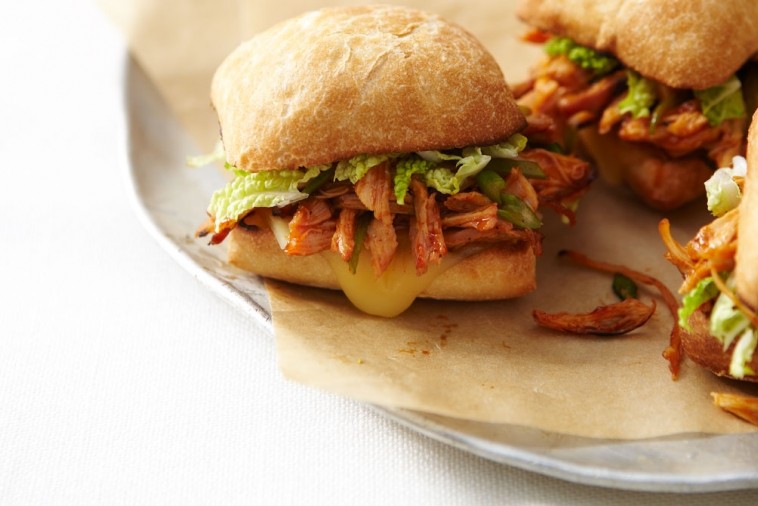 oriental style pulled chicken sandwich