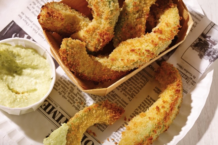 panko avocado with havarti pesto