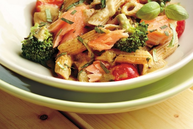 penne primavera with fresh salmon penne primavera with fresh salmon