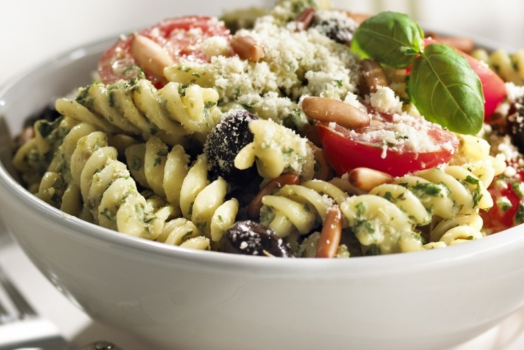 pesto and fresh tomato fusilli