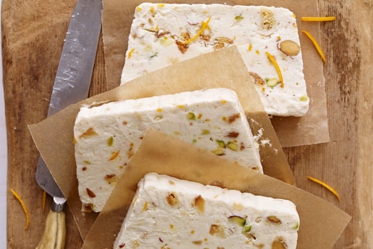 pistachio and biscotti semifreddo with mascarpone