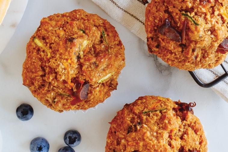 power packed carrot zucchini date muffins