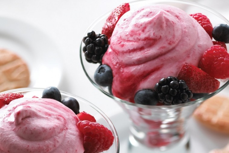 raspberry cream with berries