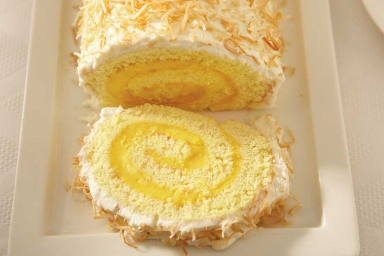 ricotta mango and coconut christmas log