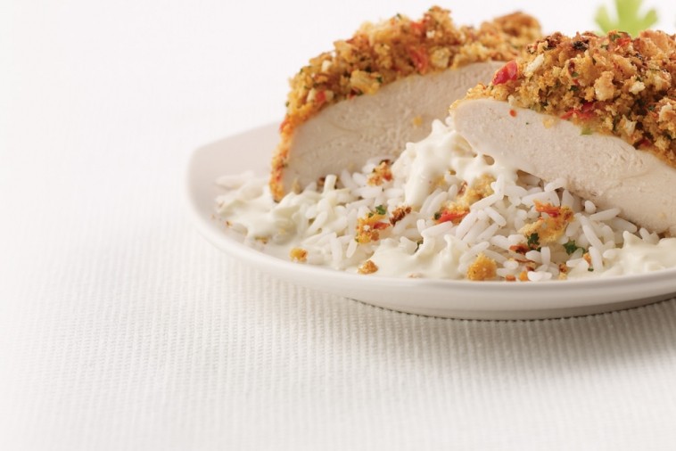 roast chicken with red pepper crust garlic cream