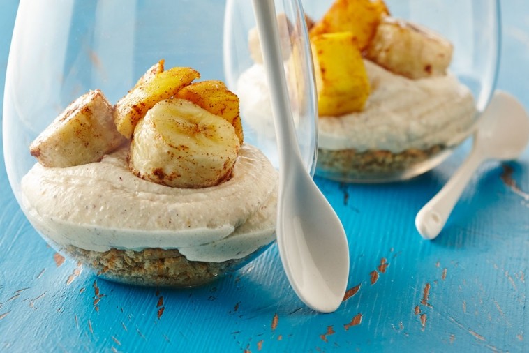 roasted banana mango cheesecake cups roasted banana mango cheesecake cups