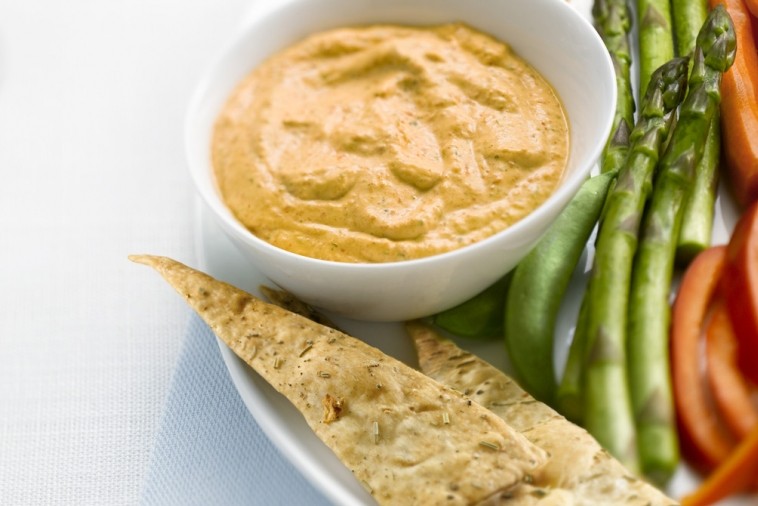 Roasted Red Bell Pepper and Basil Dip