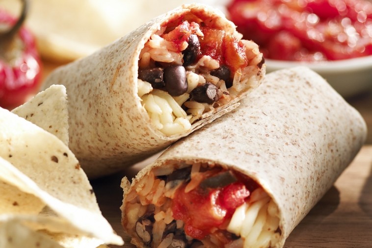 salsa rice and bean burritos