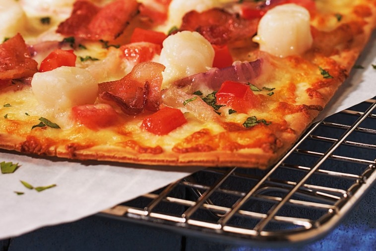 scallop and coriander pizza with mozzarella scallop and coriander pizza with mozzarella