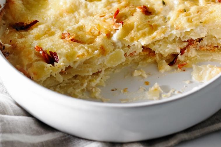 scalloped potatoes with bacon and sun dried tomatoes