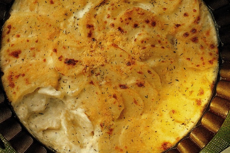 scalloped potatoes with herbed cheese