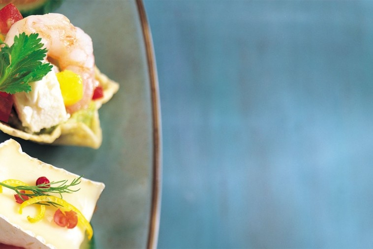 shrimp and avocado canapes with feta