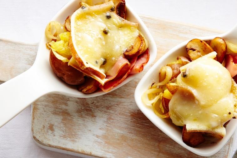 Smashed potatoes with ham & Raclette cheese | Canadian Goodness