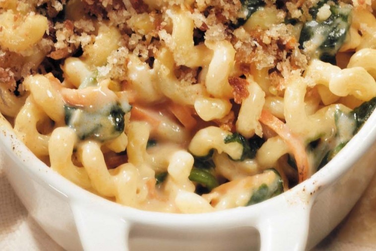 spinach cavatappi gratin