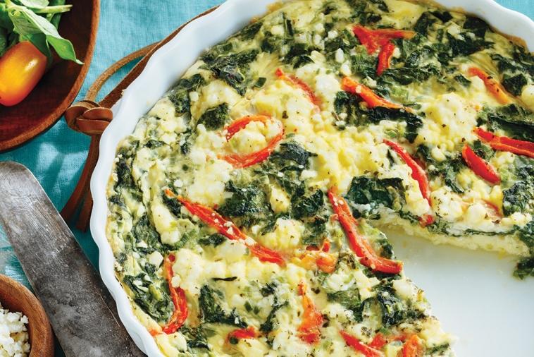 spinach roasted red pepper crustless quiche