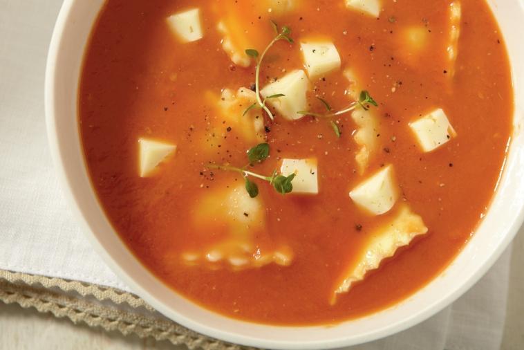 tomato ravioli and havarti soup