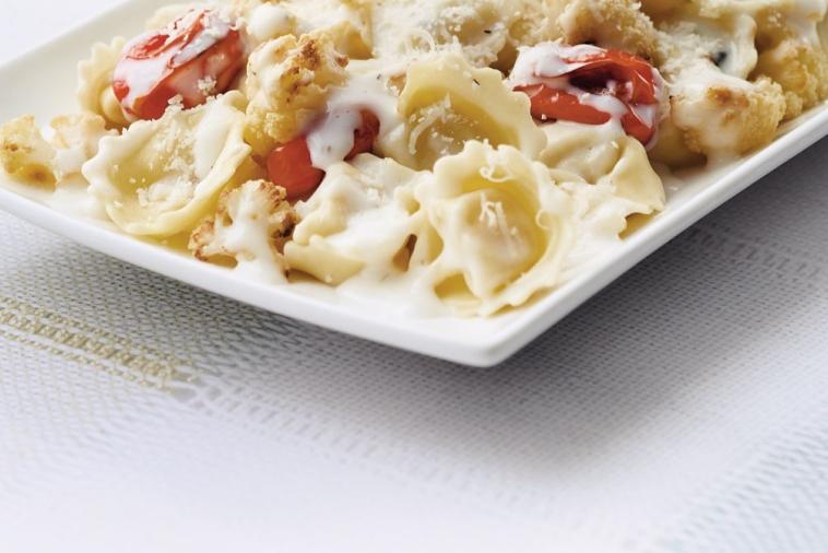 tortellini with roasted cauliflower and tomatoes