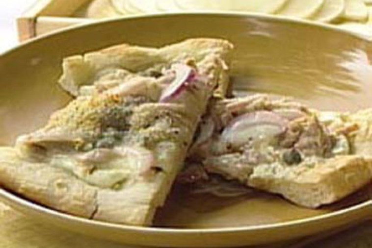 tuna and three cheeses pizza on the barbecue tuna and three cheeses pizza on the barbecue