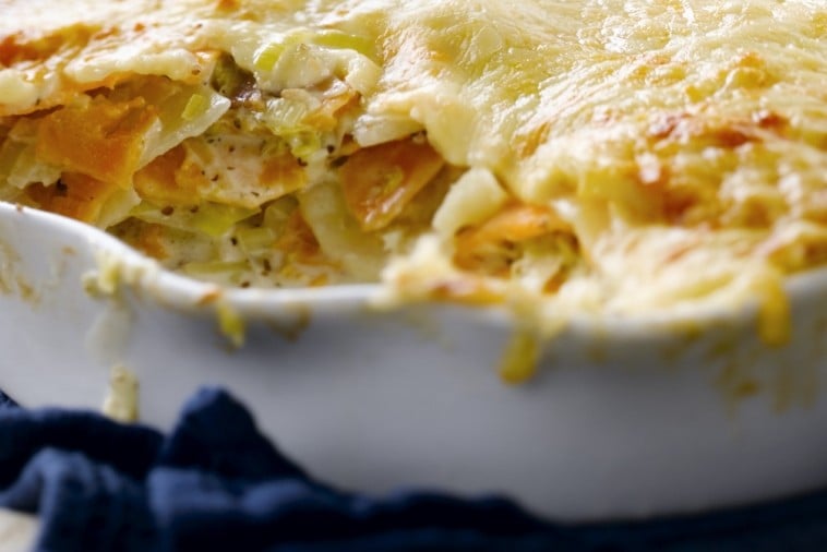 two potato three canadian cheese gratin