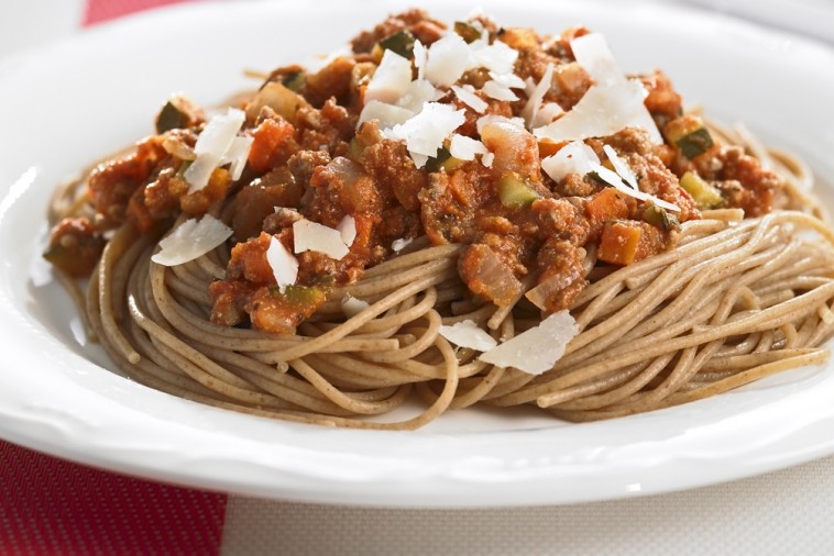 veggie packed spaghetti meat sauce