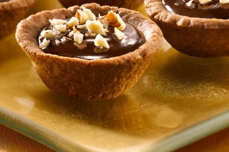 warm chocolate hazelnut truffle tarts