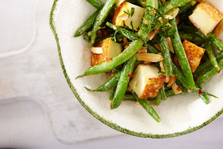 warm green bean and grilled paneer salad warm green bean and grilled paneer salad