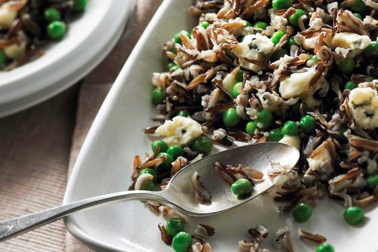 wild rice with canadian brie blue cheese and peas
