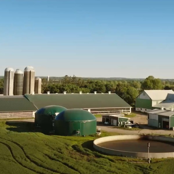 A biodigester on a dairy farm