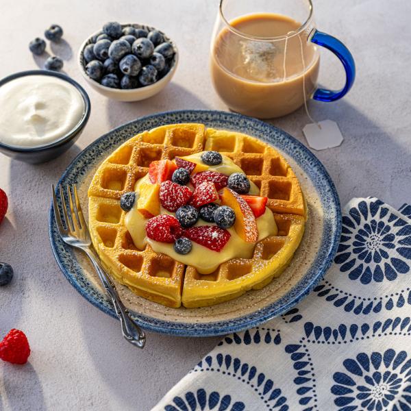 Gaufres belges et crème pâtissière à la vanille