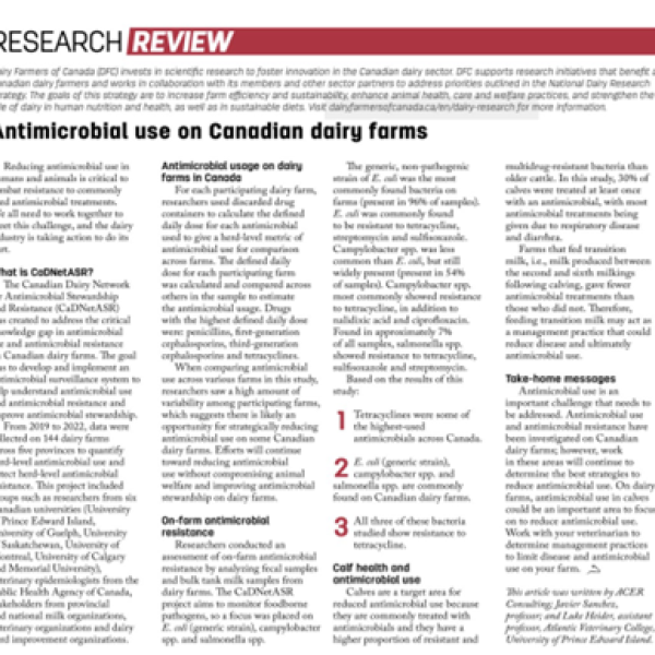 Antimicrobial use on Canadian dairy farms