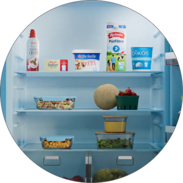 Food items inside a fridge