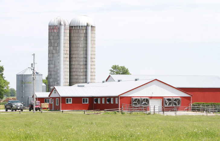 A dairy farm in the Canadian landscape
